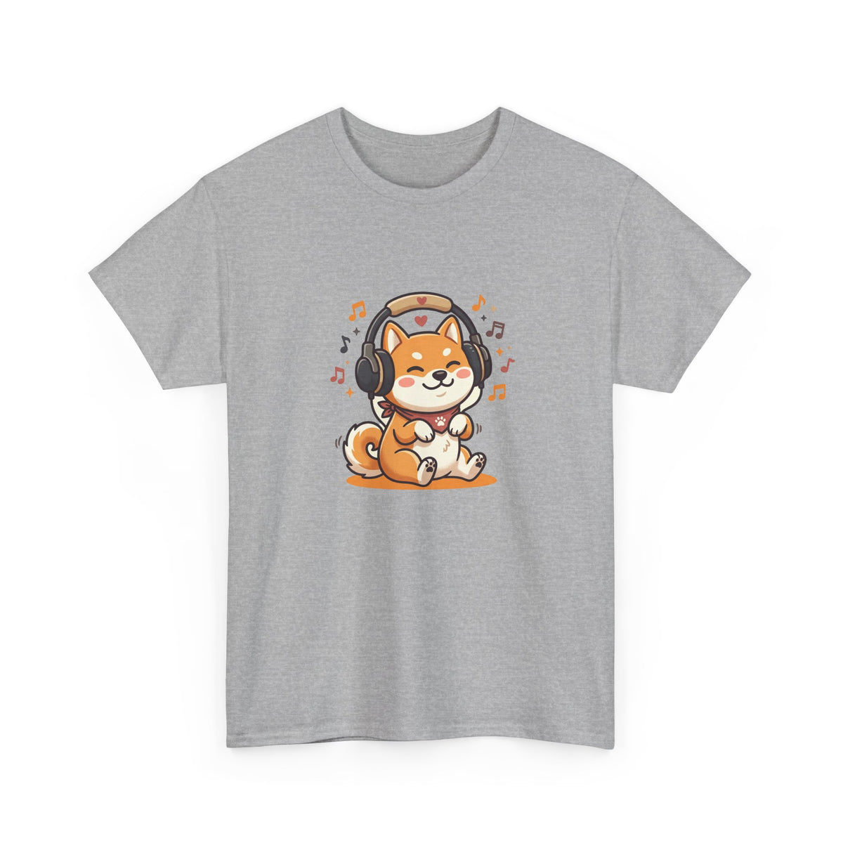 Shiba Inu Listening to Music T‑Shirt — Cute Headphone Dog Tee