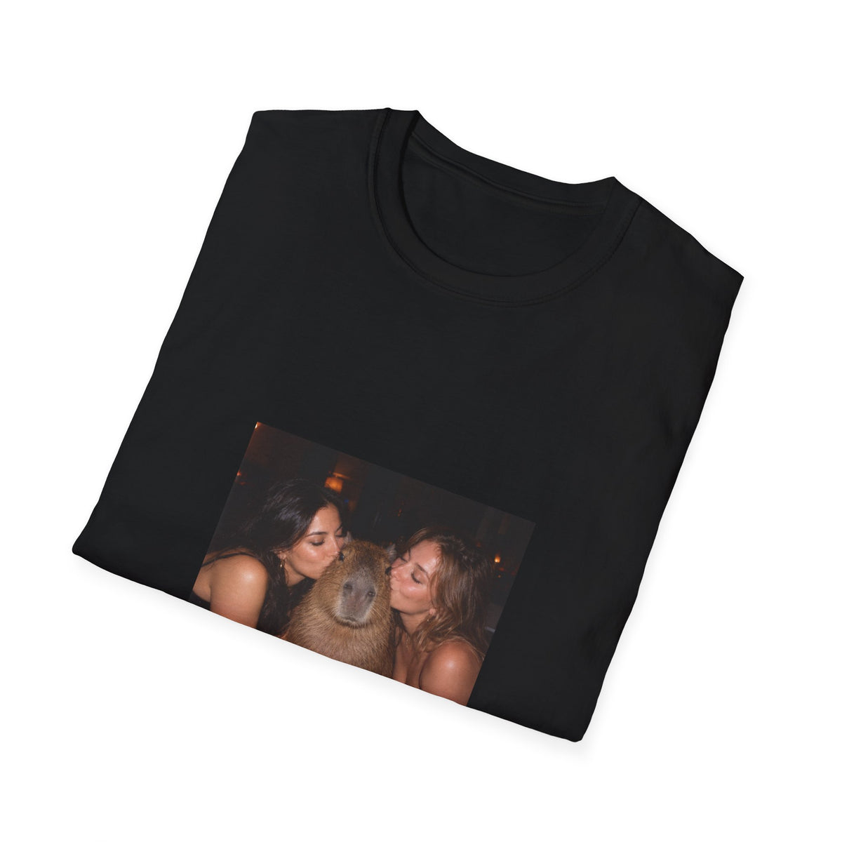 Capybara Getting Kissed T-Shirt — Vintage Party Snapshot Unisex T-Shirt