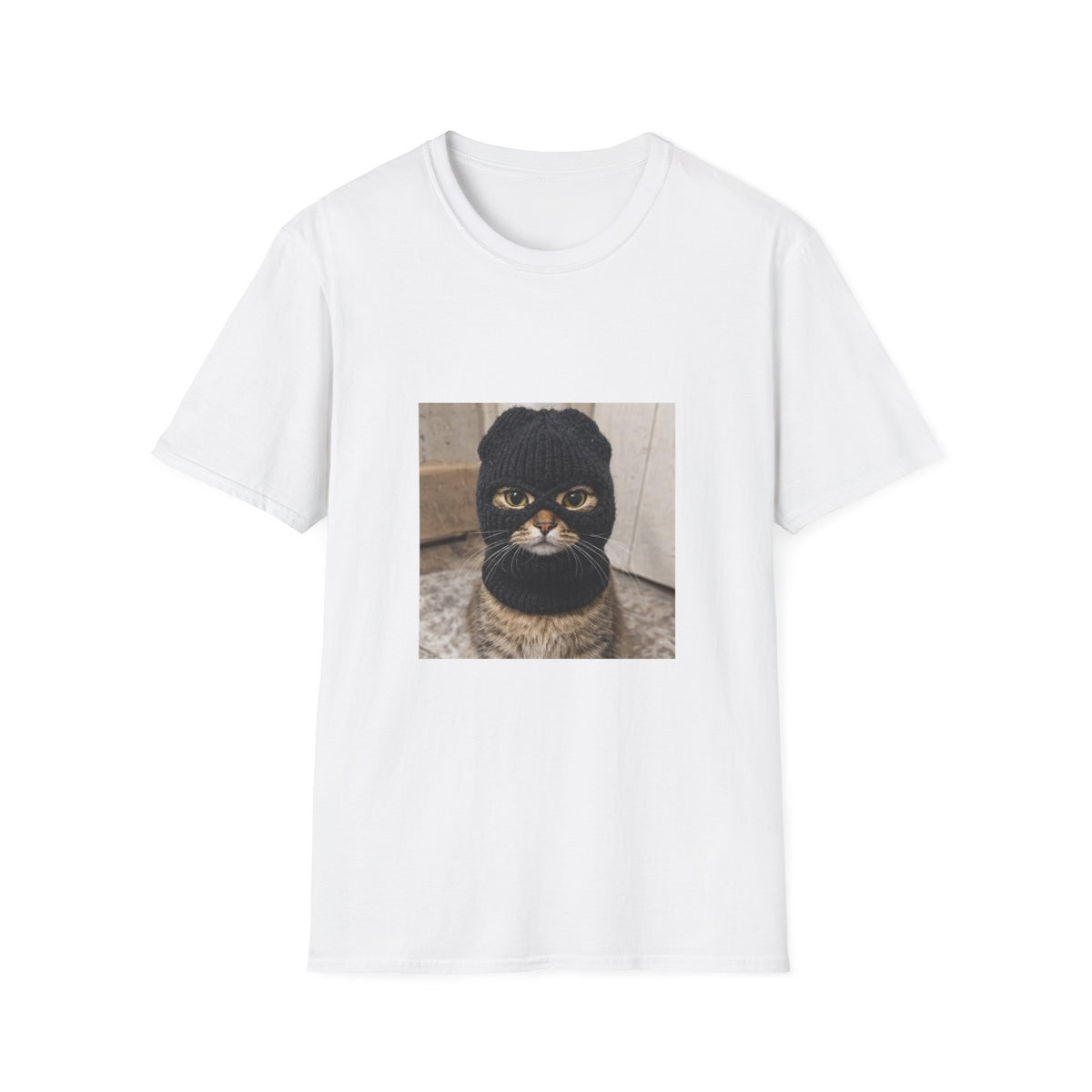 Cat in Ski Mask T-Shirt — Funny Grumpy Kitty Graphic Tee