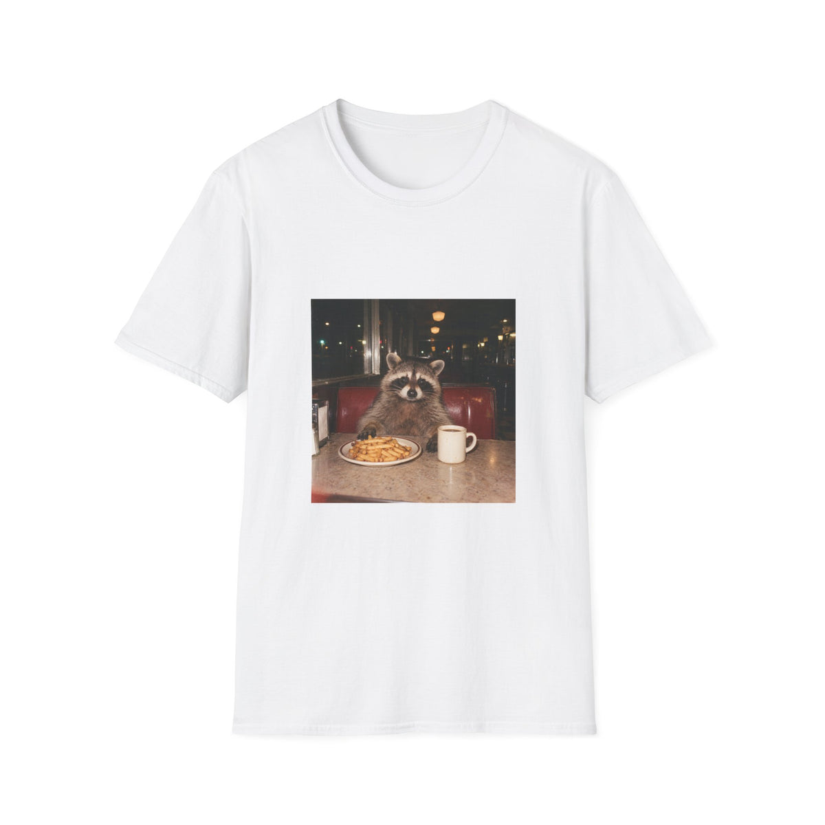 Raccoon Diner T-Shirt – Cute Raccoon Eating Fries Graphic Tee