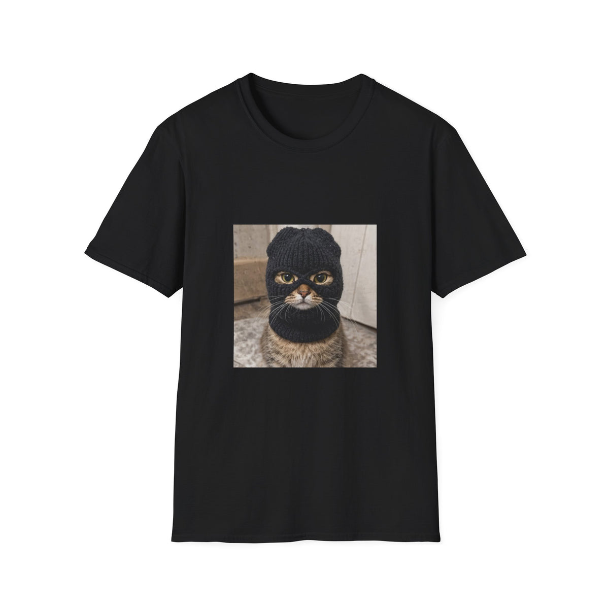 Cat in Ski Mask T-Shirt — Funny Grumpy Kitty Graphic Tee