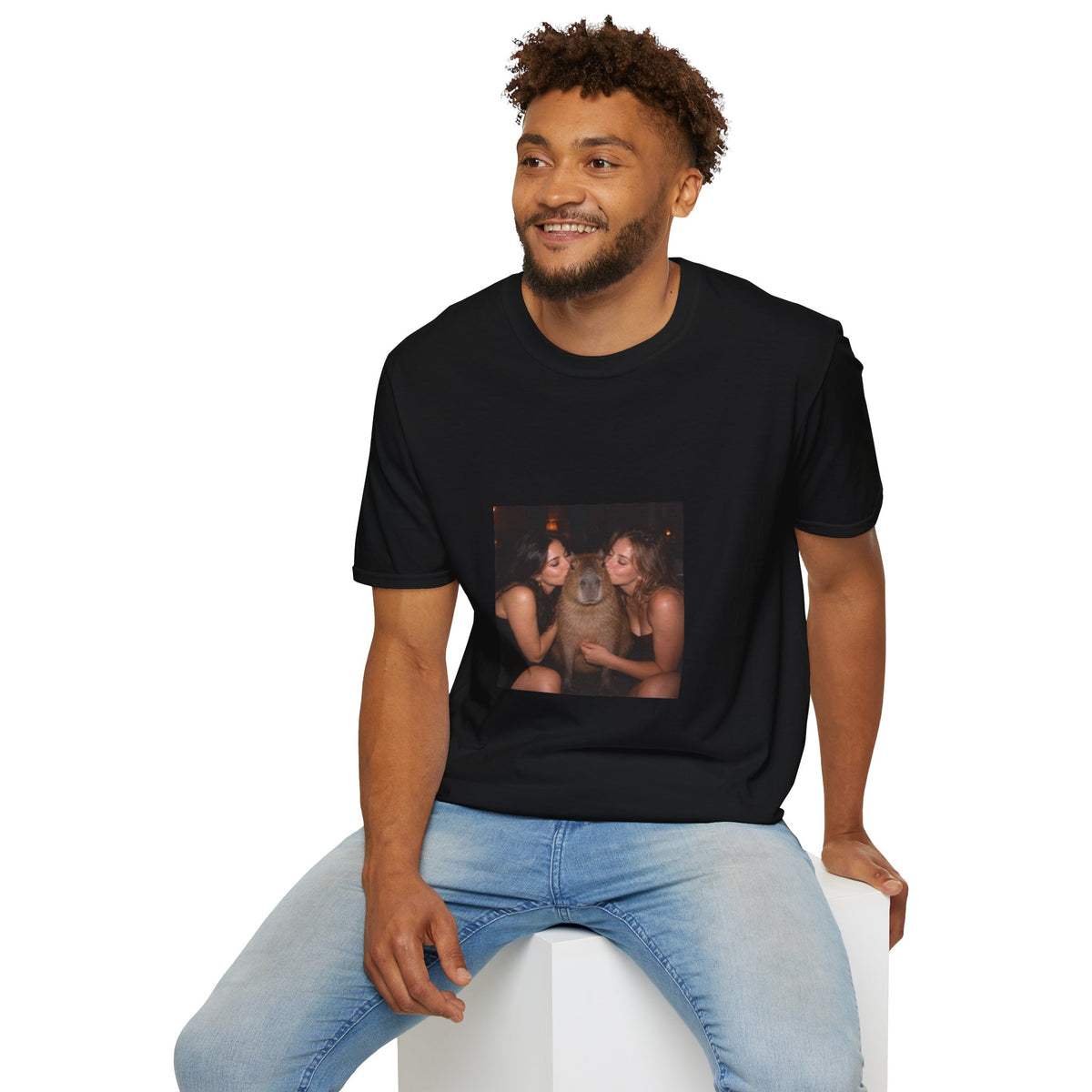 Capybara Getting Kissed T-Shirt — Vintage Party Snapshot Unisex T-Shirt