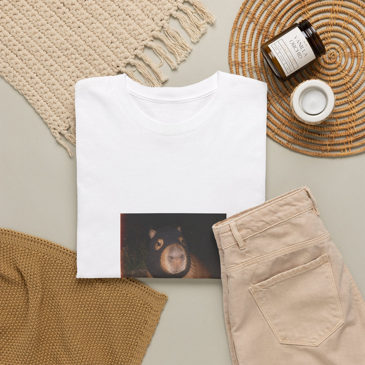 Capybara Balaclava T-Shirt — Vintage Surreal Portrait Graphic Tee