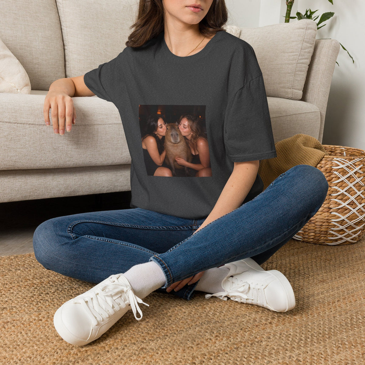Capybara Getting Kissed T-Shirt — Vintage Party Snapshot Unisex T-Shirt