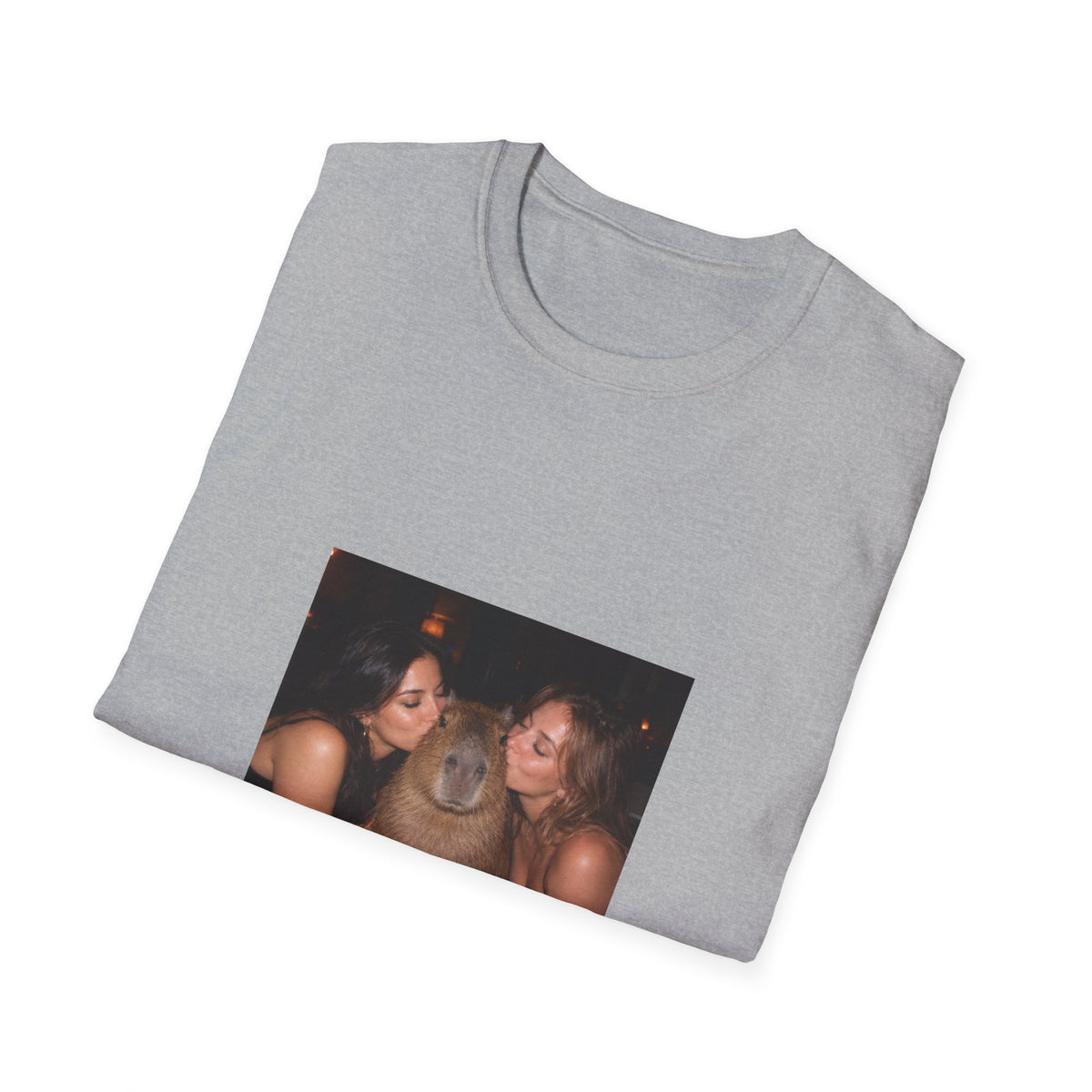 Capybara Getting Kissed T-Shirt — Vintage Party Snapshot Unisex T-Shirt