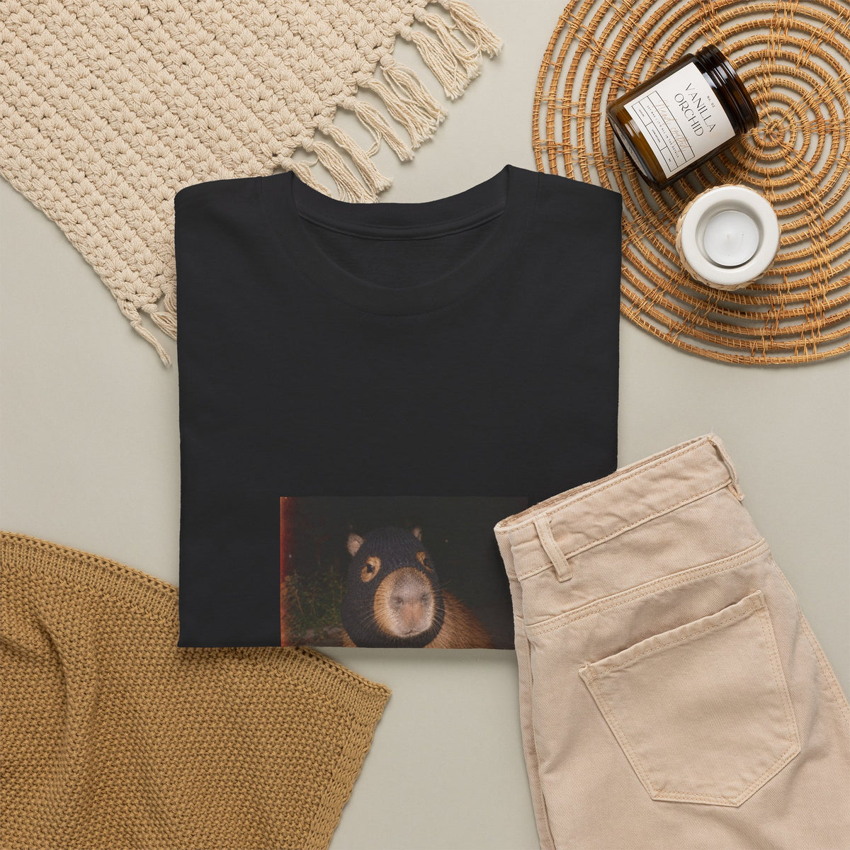 Capybara Balaclava T-Shirt — Vintage Surreal Portrait Graphic Tee
