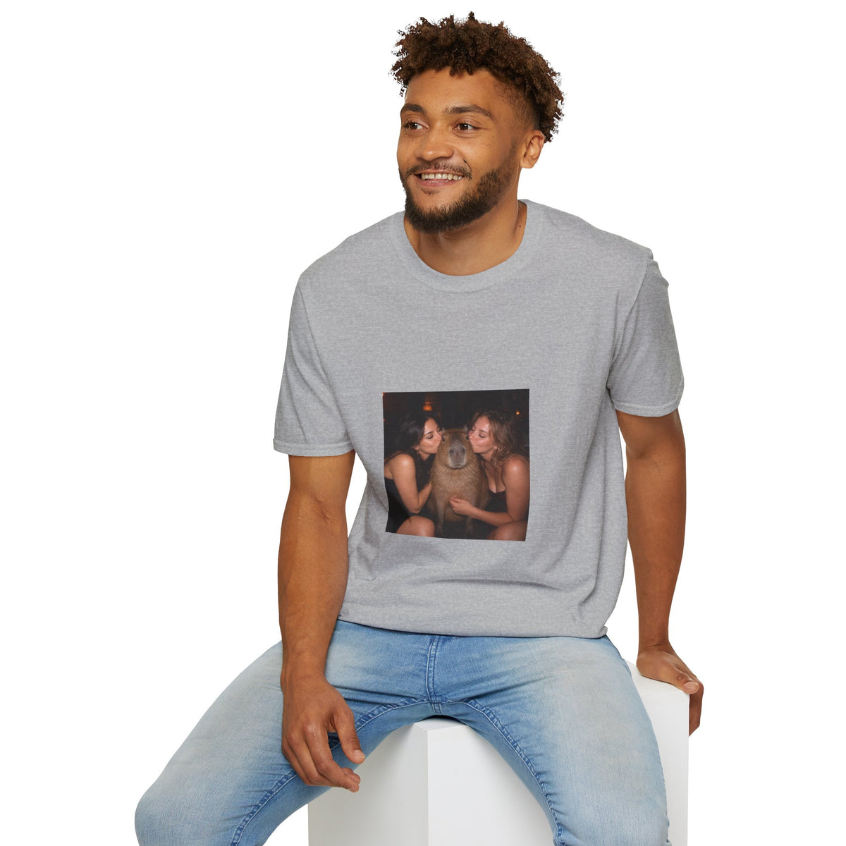 Capybara Getting Kissed T-Shirt — Vintage Party Snapshot Unisex T-Shirt