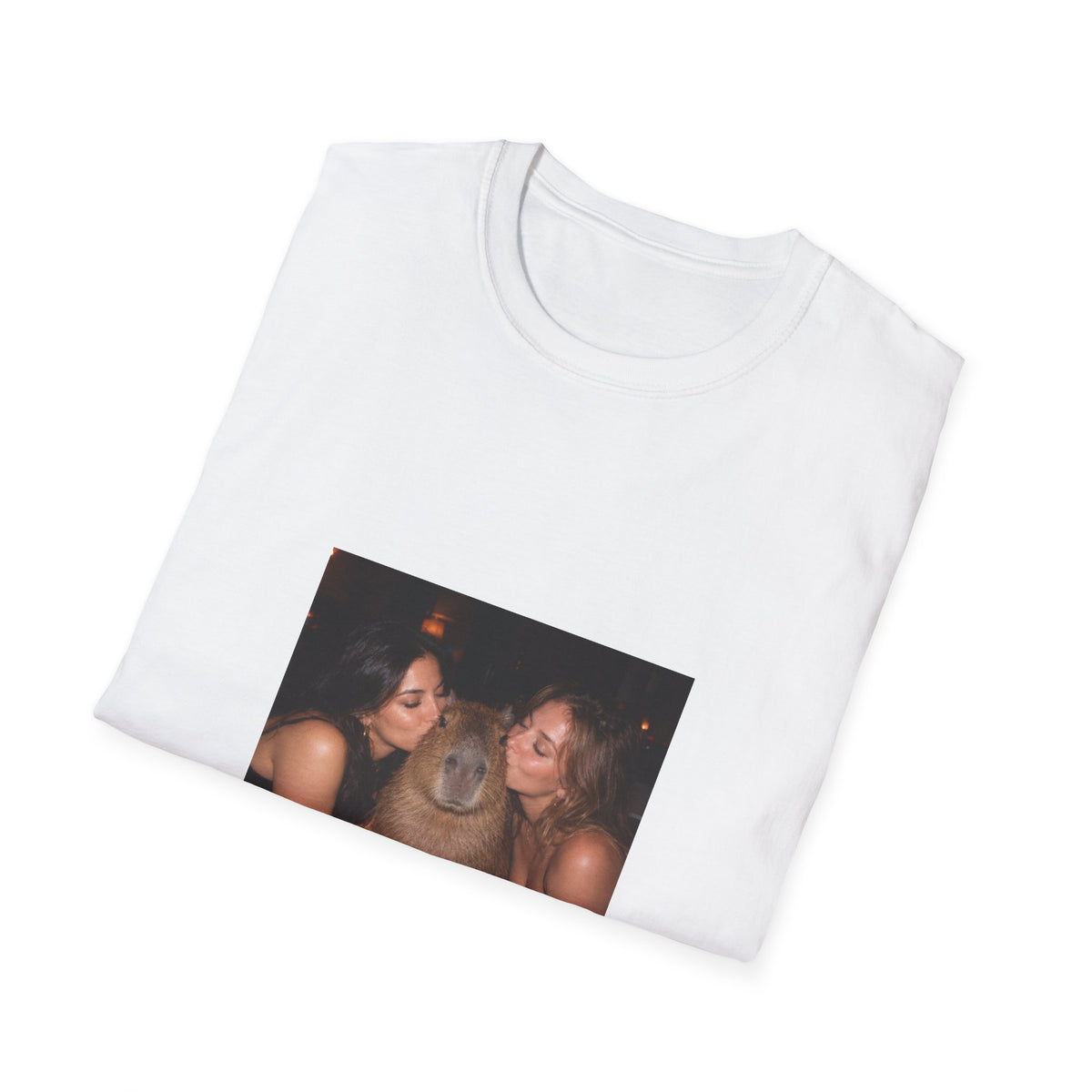 Capybara Getting Kissed T-Shirt — Vintage Party Snapshot Unisex T-Shirt