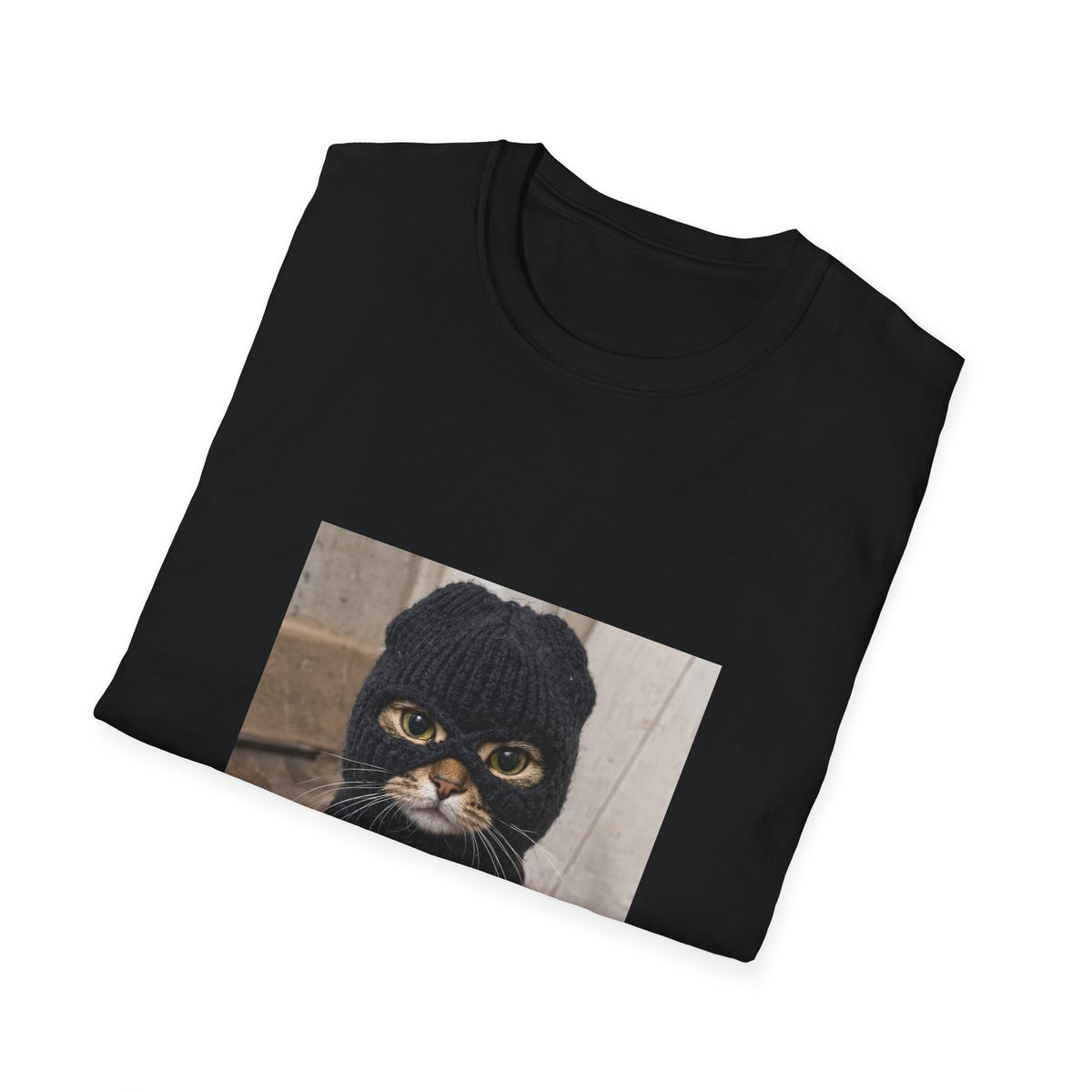 Cat in Ski Mask T-Shirt — Funny Grumpy Kitty Graphic Tee