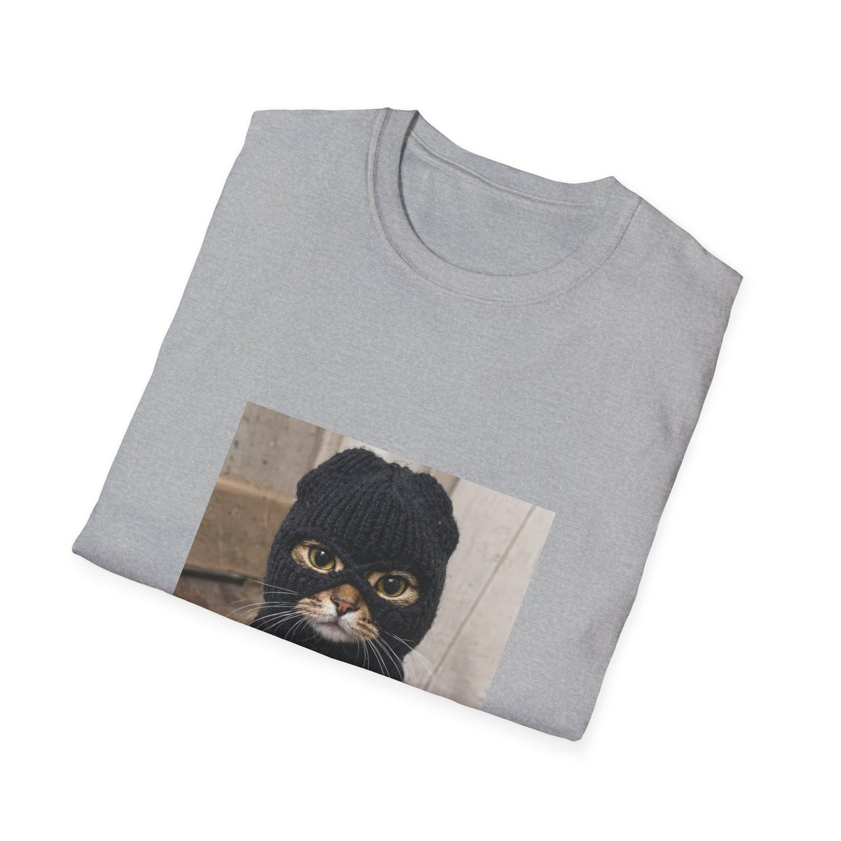 Cat in Ski Mask T-Shirt — Funny Grumpy Kitty Graphic Tee