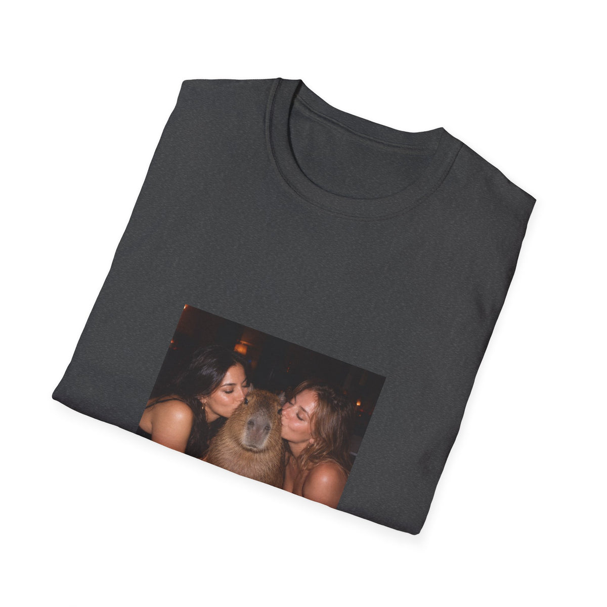 Capybara Getting Kissed T-Shirt — Vintage Party Snapshot Unisex T-Shirt